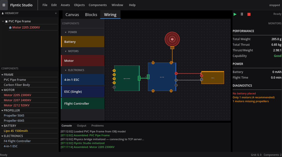 Visual wiring between components